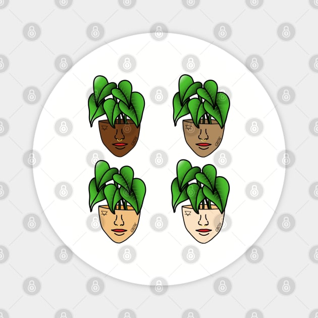 Multicultural Tropical Plant People with Tattoos and Septum Piercing Magnet by Tenpmcreations